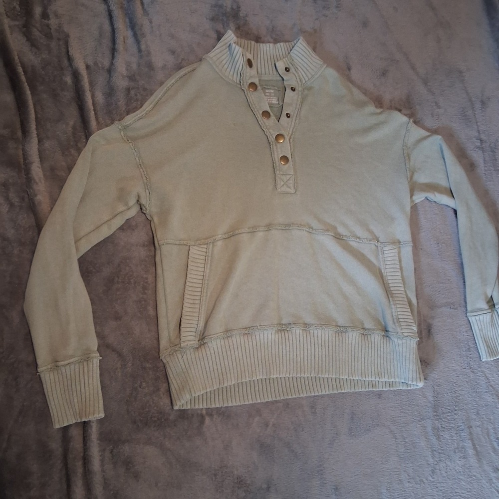 Aerie Road Trip Long Sleeve Henley Shirt Light Green Size XXS Oversized Y2K 90s